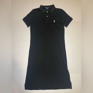 Ralph Lauren Sport Dress Womens Small Black Polo Shirt Cotton Pique Pony Logo
